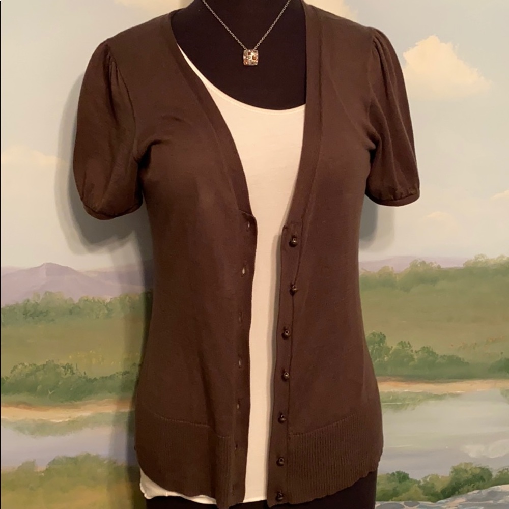 Tahari lightweight cotton button up sweater